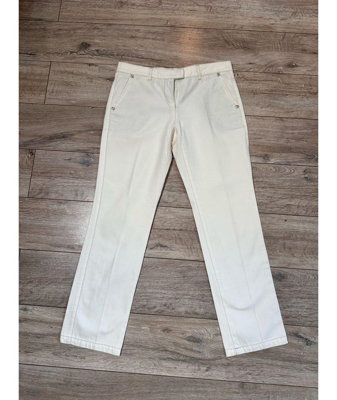 ROBERTO CAVALLI Белые хлопковые прямые брюки, фото 9