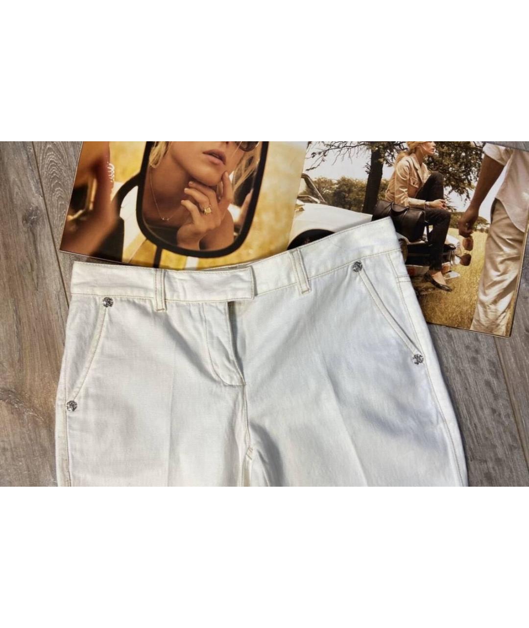 ROBERTO CAVALLI Белые хлопковые прямые брюки, фото 3