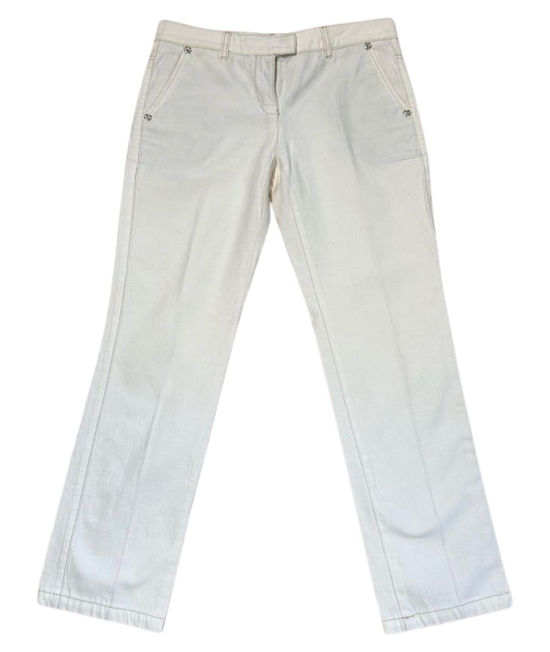 ROBERTO CAVALLI Белые хлопковые прямые брюки, фото 1