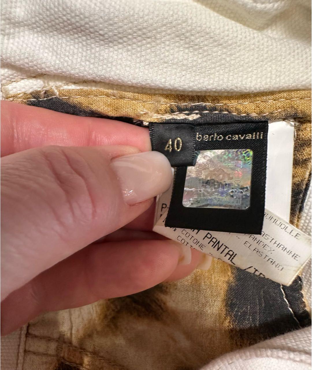 ROBERTO CAVALLI Белые хлопковые прямые брюки, фото 7