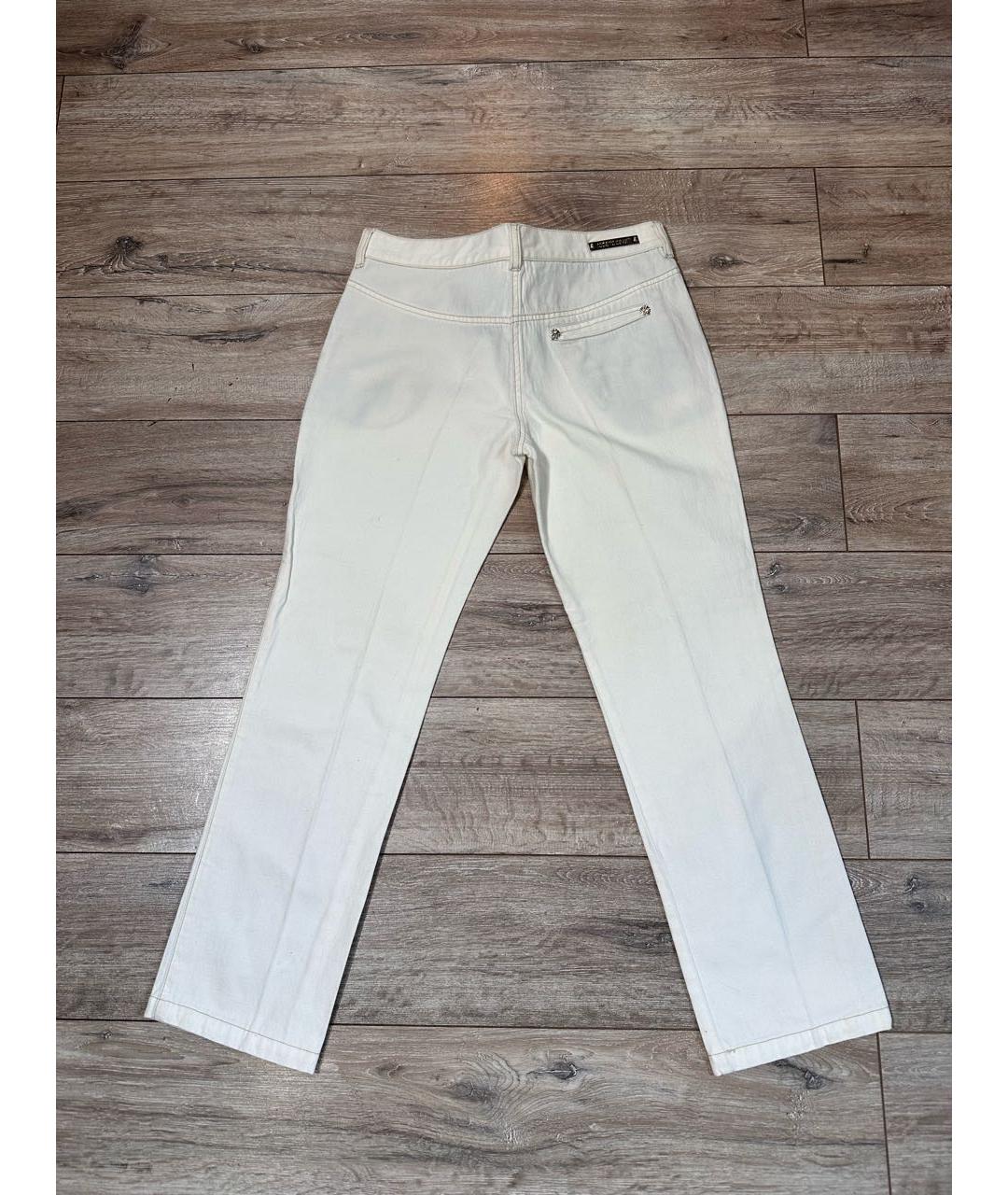 ROBERTO CAVALLI Белые хлопковые прямые брюки, фото 2