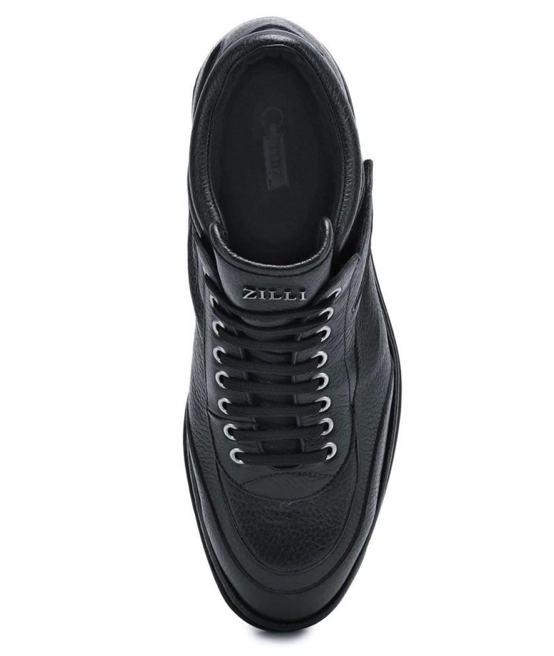 ZILLI Темно-синие кожаные высокие кроссовки / кеды, фото 3