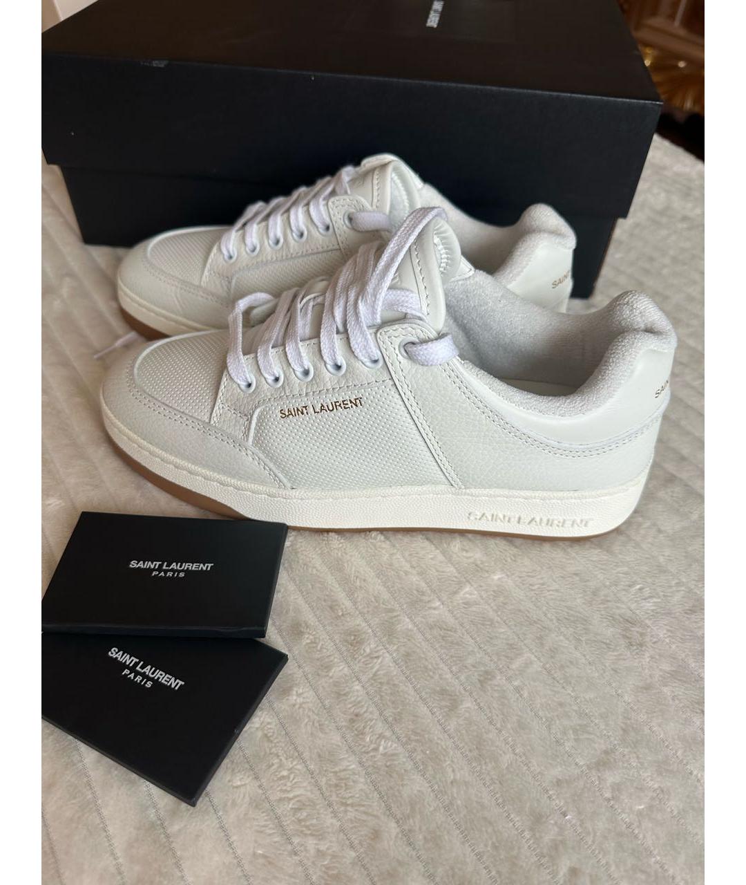 SAINT LAURENT Белые кожаные кеды, фото 2