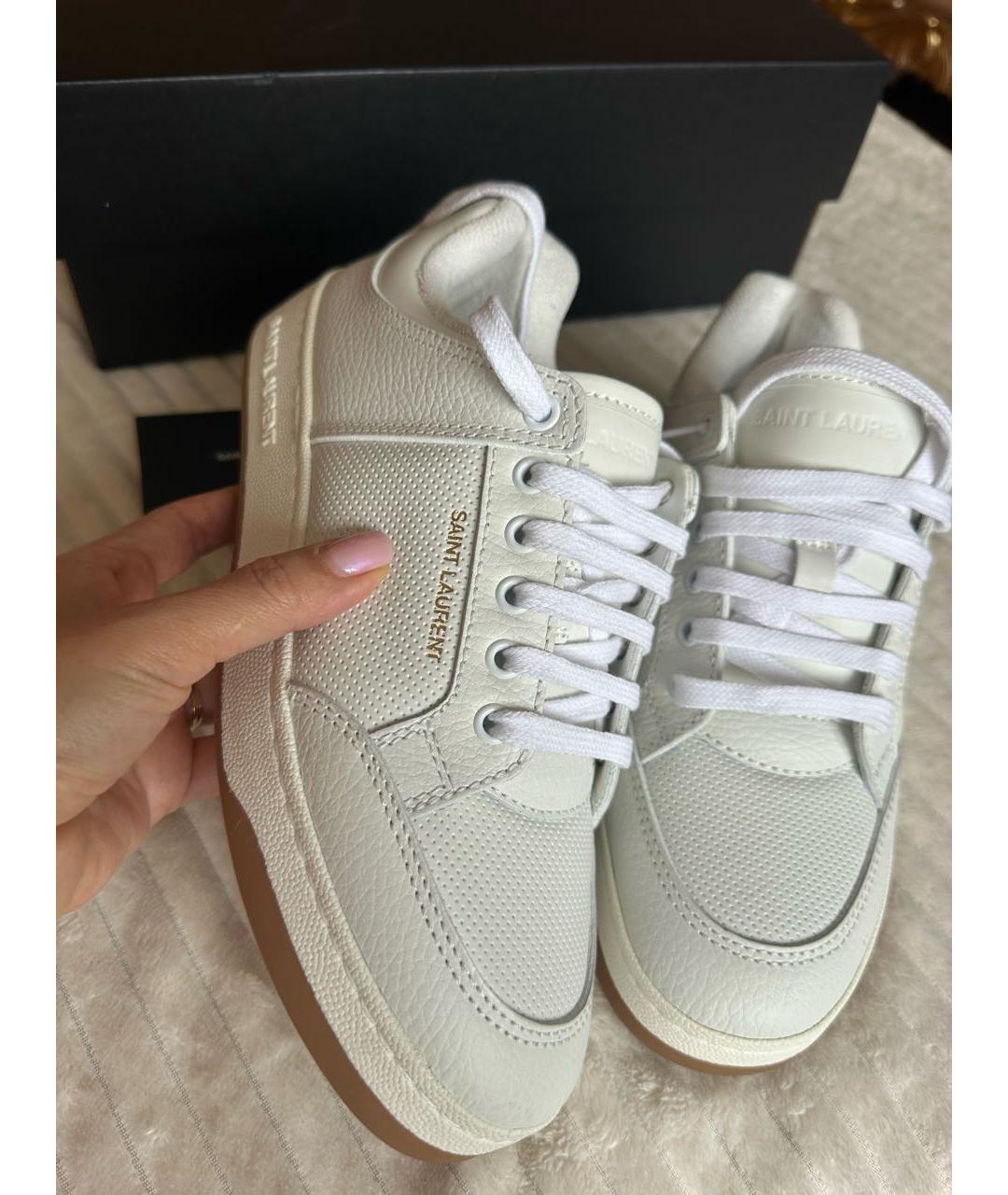 SAINT LAURENT Белые кожаные кеды, фото 4