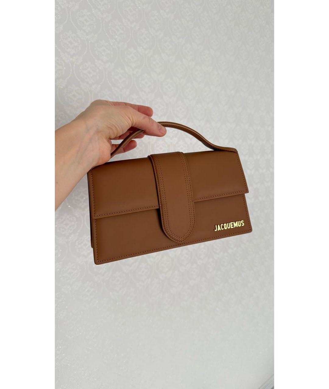 JACQUEMUS Коричневая кожаная сумка с короткими ручками, фото 2