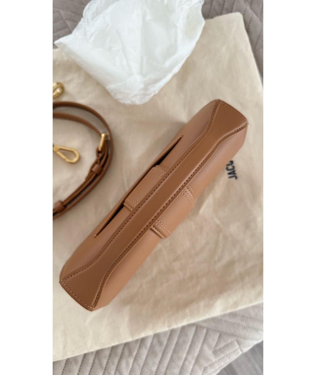 JACQUEMUS Коричневая кожаная сумка с короткими ручками, фото 7