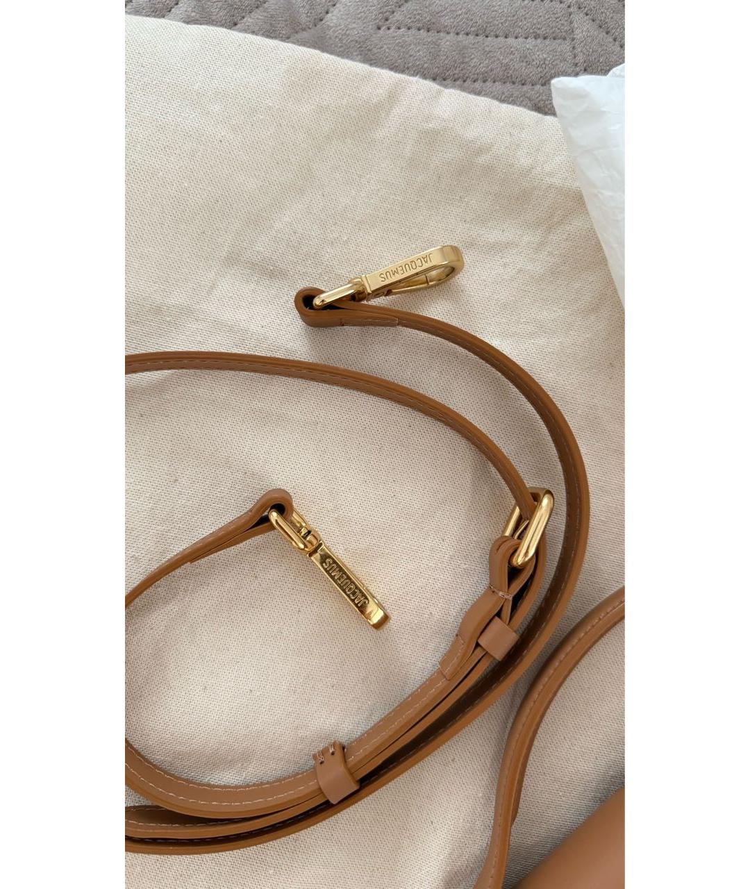 JACQUEMUS Коричневая кожаная сумка с короткими ручками, фото 8