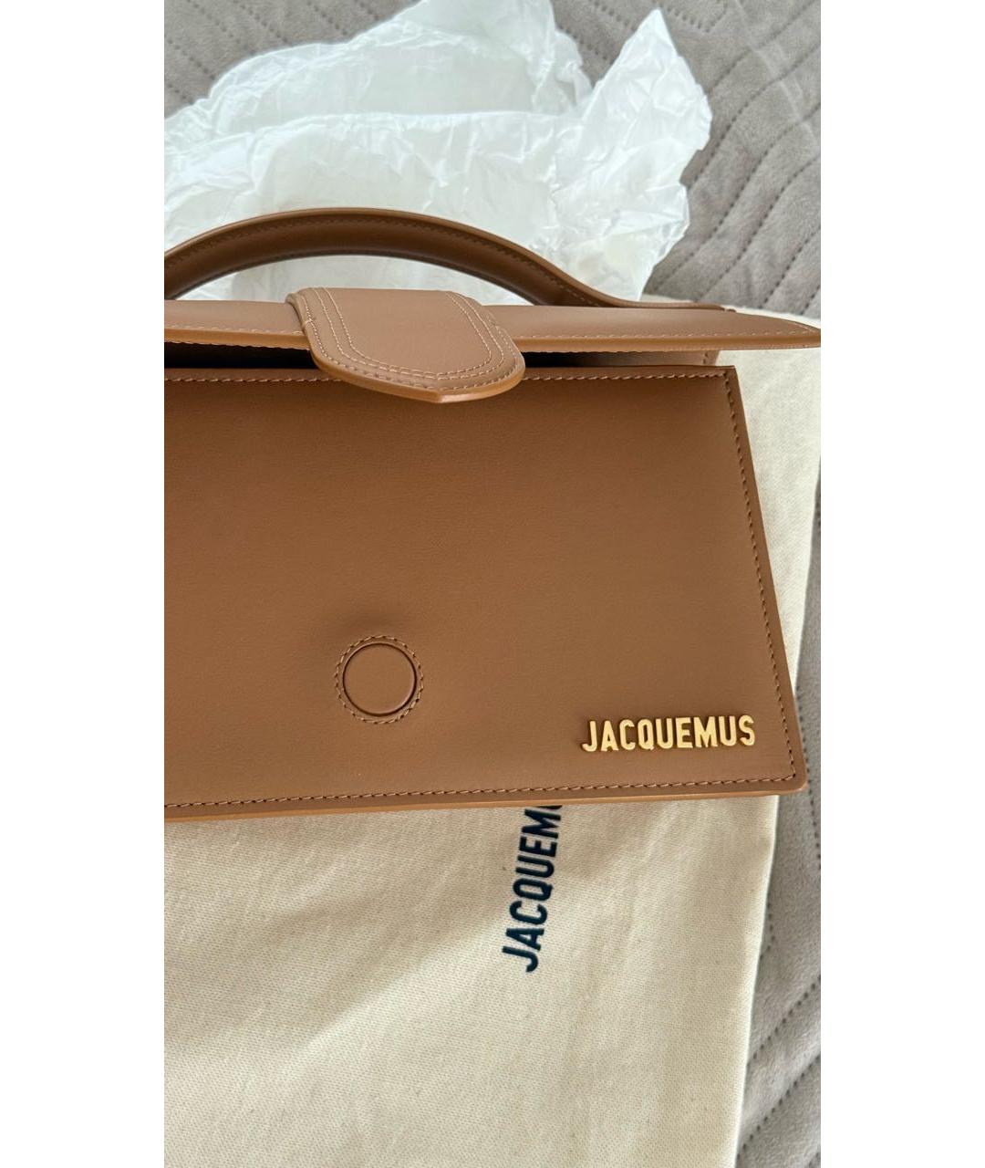 JACQUEMUS Коричневая кожаная сумка с короткими ручками, фото 6