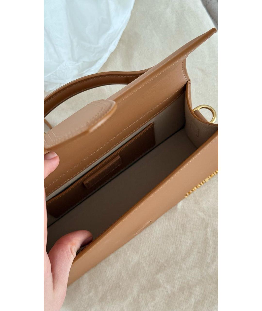 JACQUEMUS Коричневая кожаная сумка с короткими ручками, фото 4