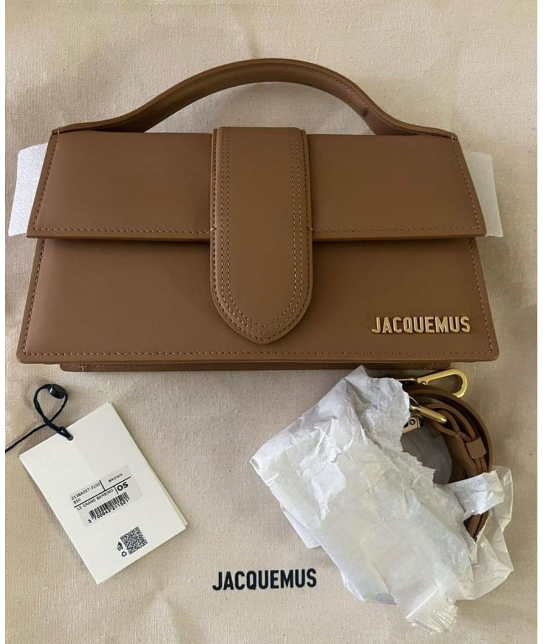 JACQUEMUS Коричневая кожаная сумка с короткими ручками, фото 9