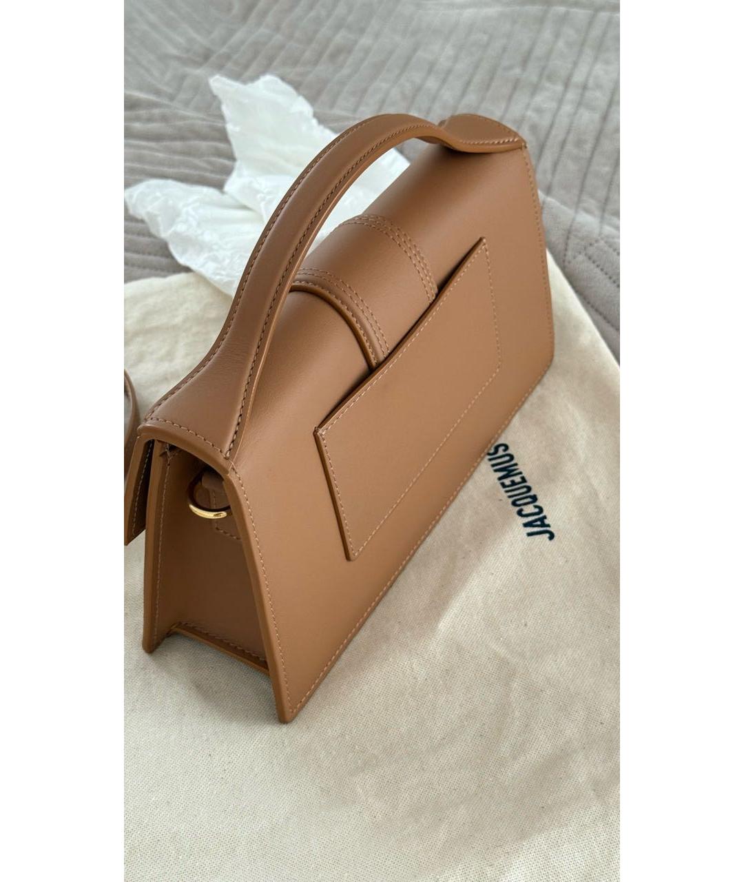 JACQUEMUS Коричневая кожаная сумка с короткими ручками, фото 3