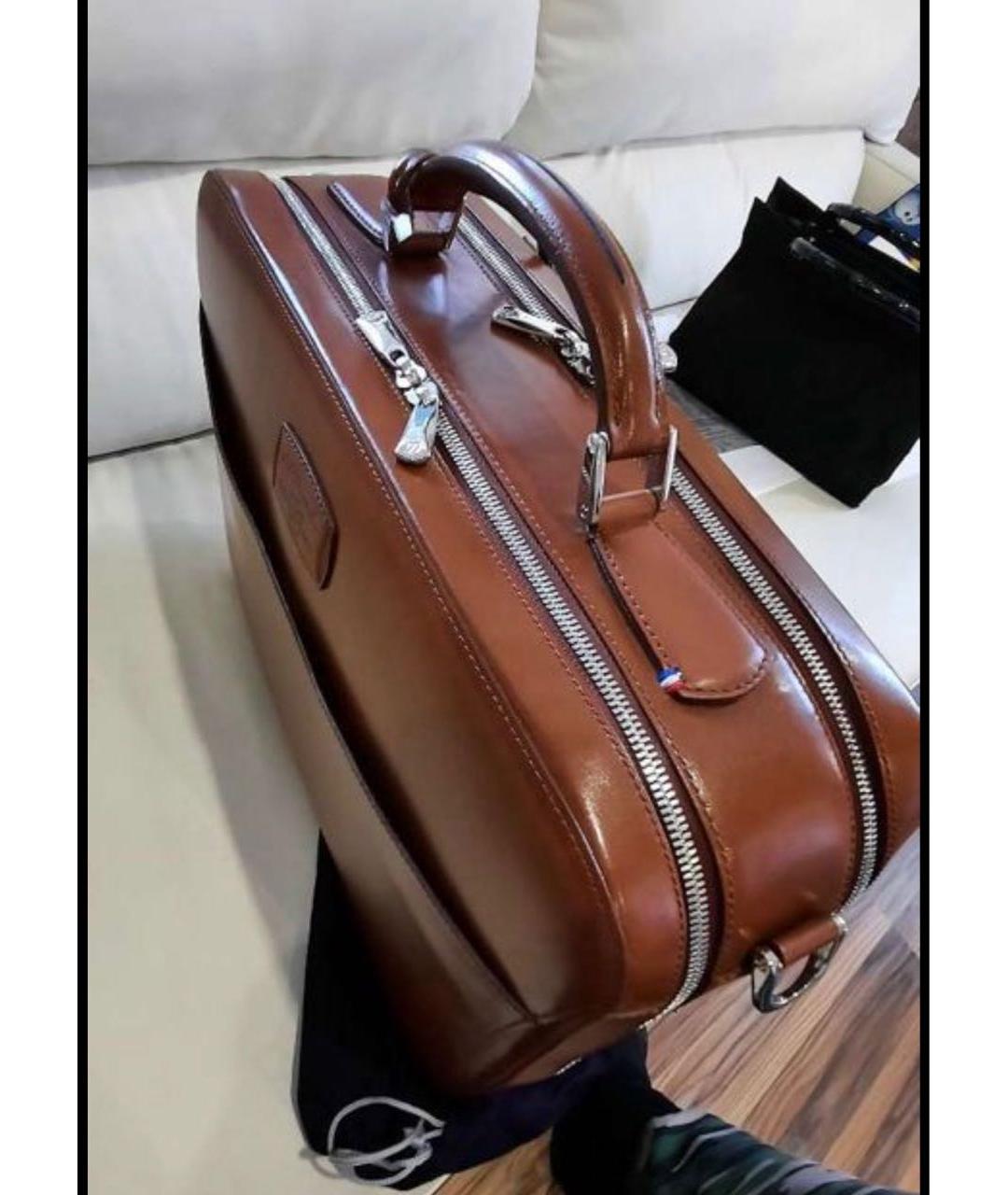 DUPONT Коричневый кожаный портфель, фото 6