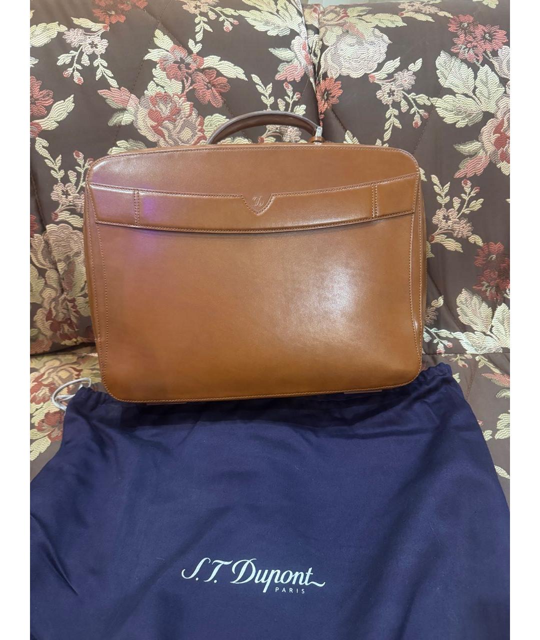DUPONT Коричневый кожаный портфель, фото 3