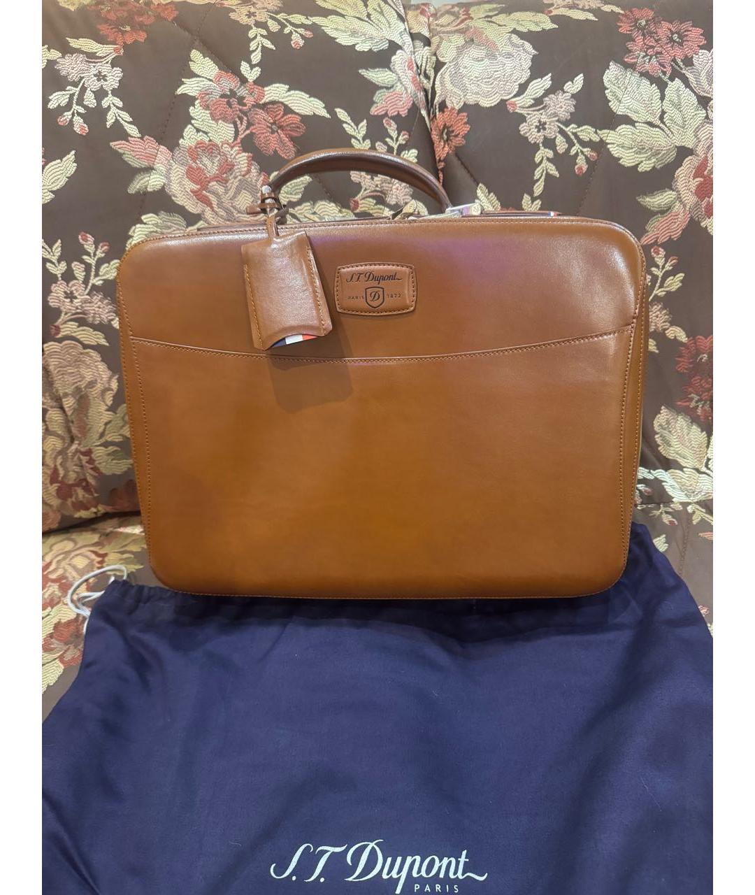 DUPONT Коричневый кожаный портфель, фото 9