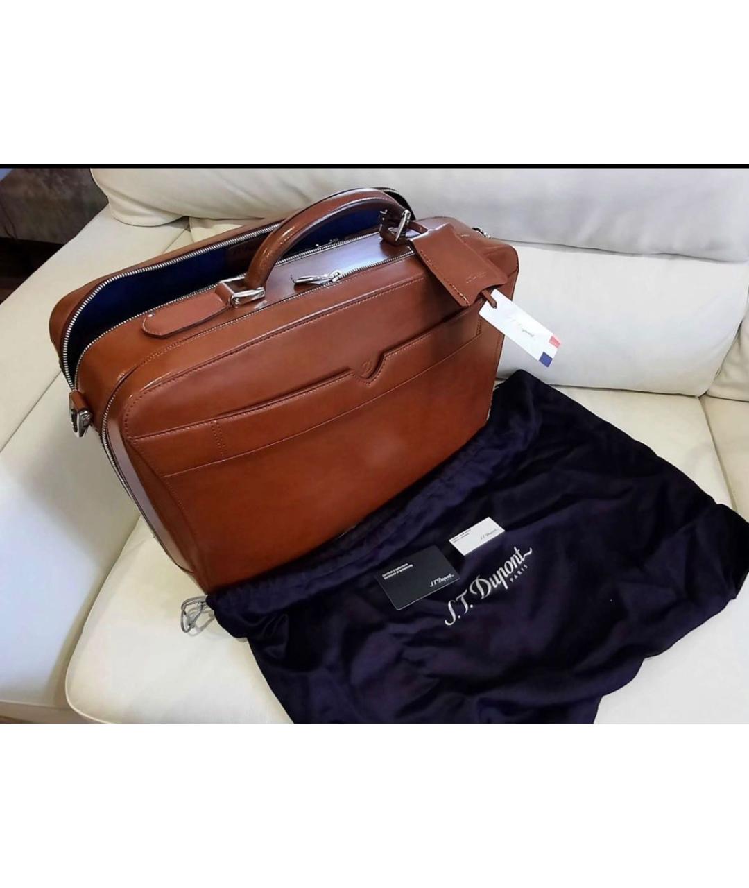 DUPONT Коричневый кожаный портфель, фото 7