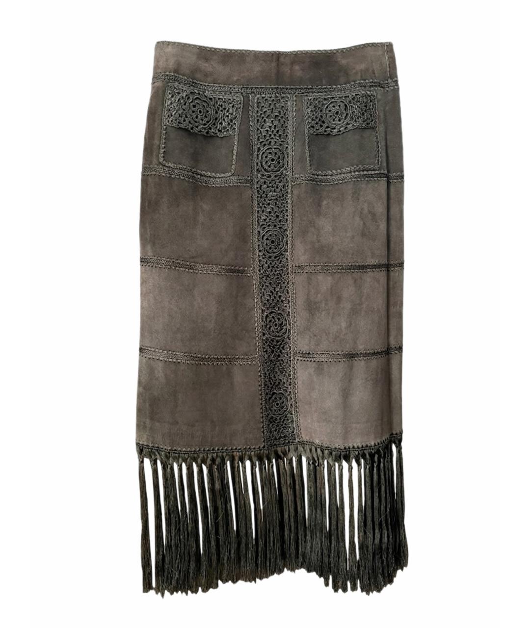 DOLCE&GABBANA Коричневая замшевая юбка макси, фото 1