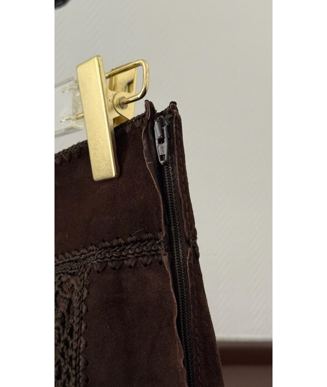 DOLCE&GABBANA Коричневая замшевая юбка макси, фото 4