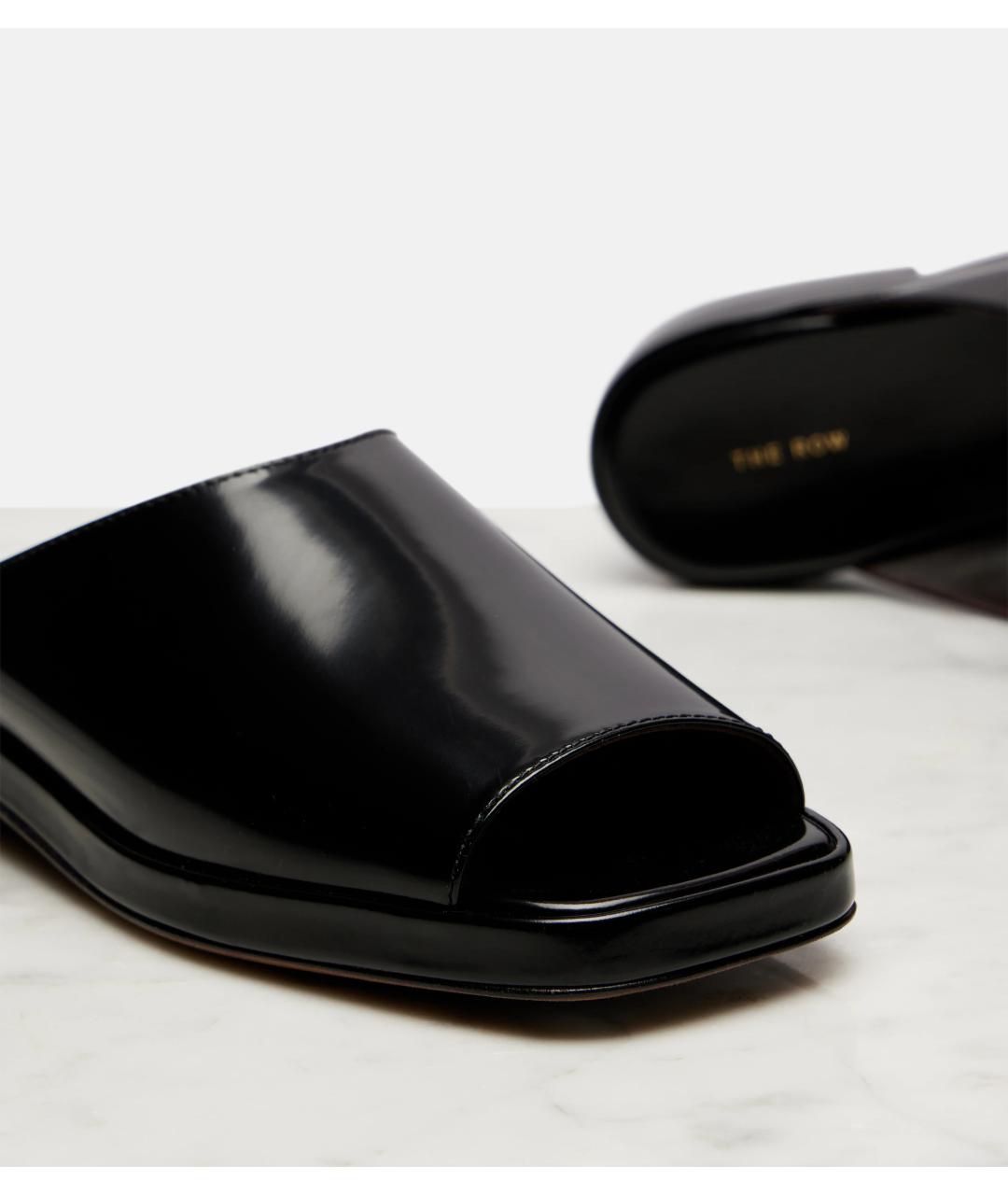 THE ROW Черные кожаные шлепанцы, фото 4