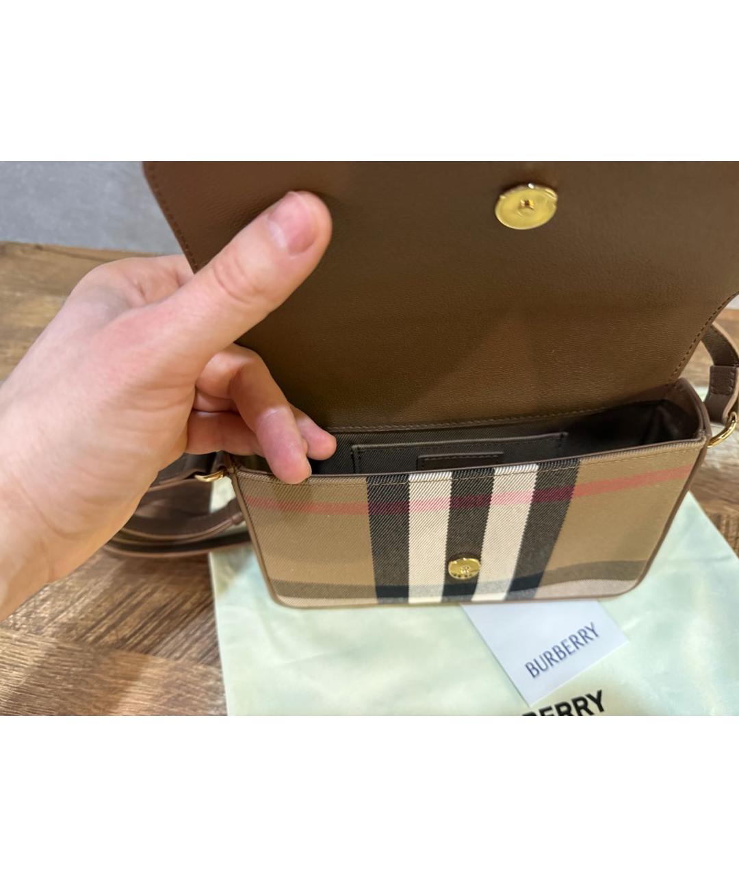 BURBERRY Коричневая кожаная сумка через плечо, фото 4