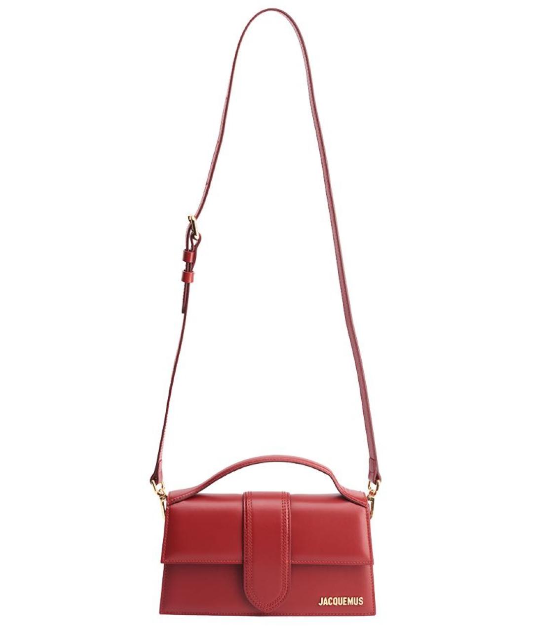 JACQUEMUS Бордовая кожаная сумка с короткими ручками, фото 5