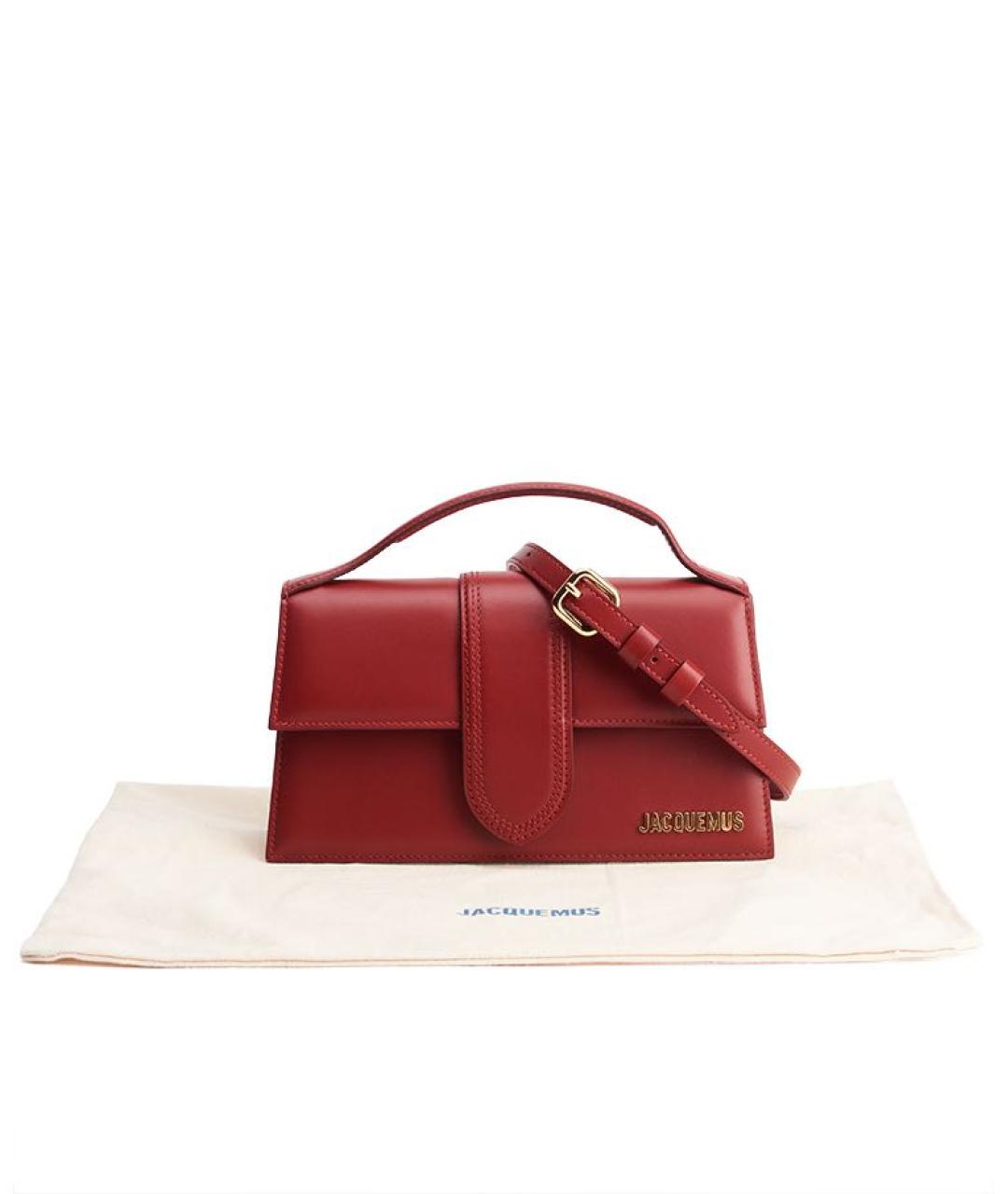 JACQUEMUS Бордовая кожаная сумка с короткими ручками, фото 6