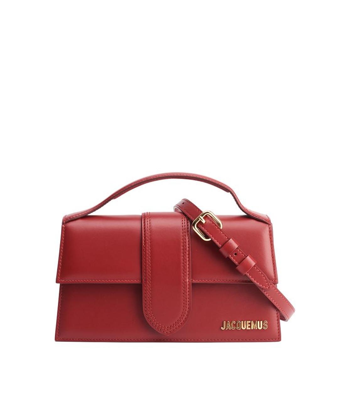 JACQUEMUS Бордовая кожаная сумка с короткими ручками, фото 8