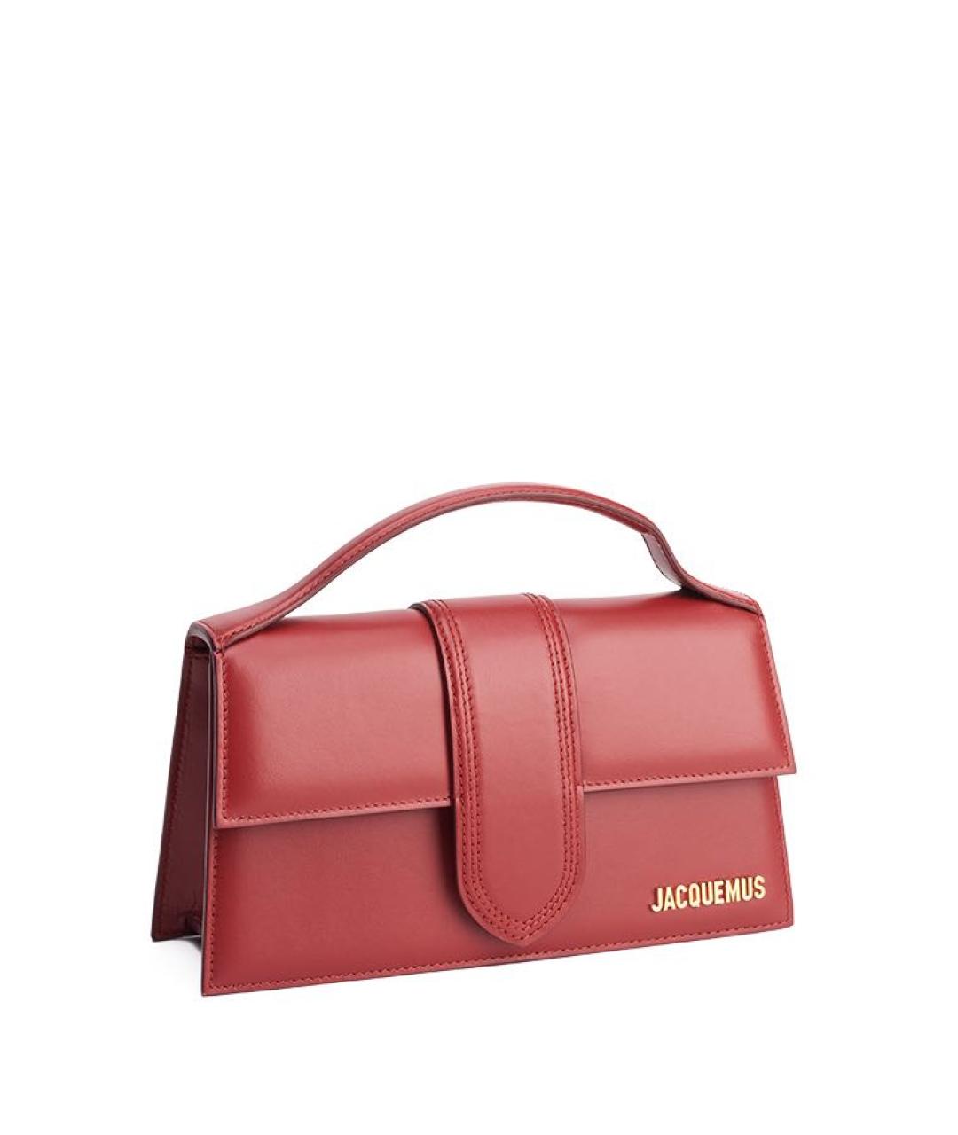 JACQUEMUS Бордовая кожаная сумка с короткими ручками, фото 2