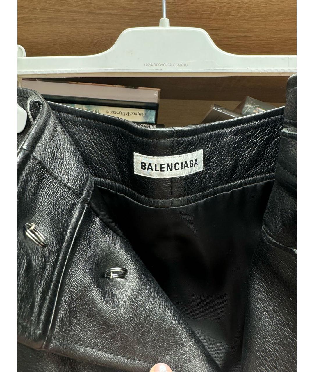 BALENCIAGA Черная кожаная юбка миди, фото 3