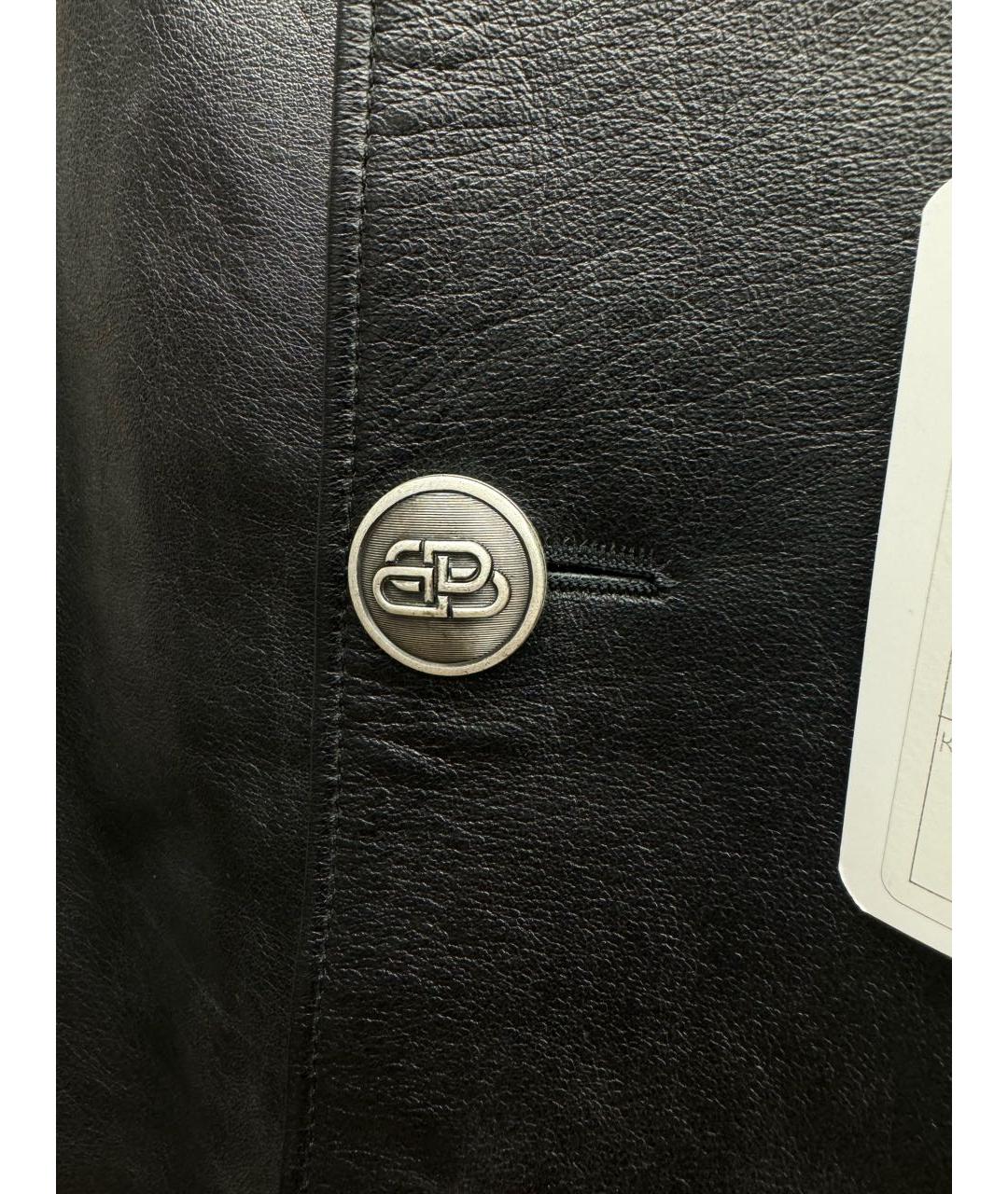 BALENCIAGA Черная кожаная юбка миди, фото 4