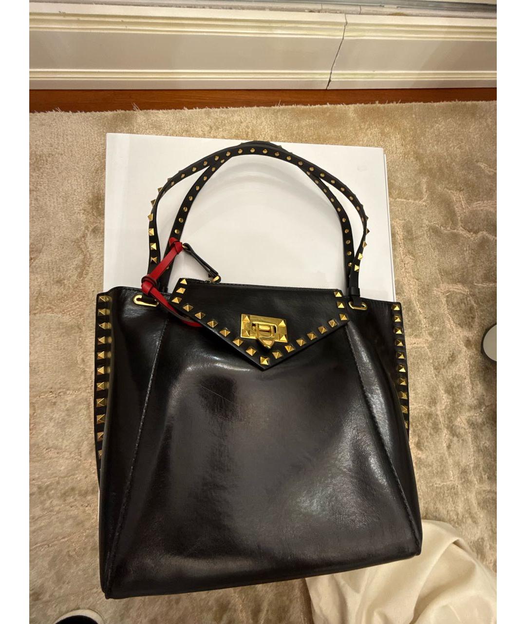 VALENTINO Черная кожаная сумка тоут, фото 9