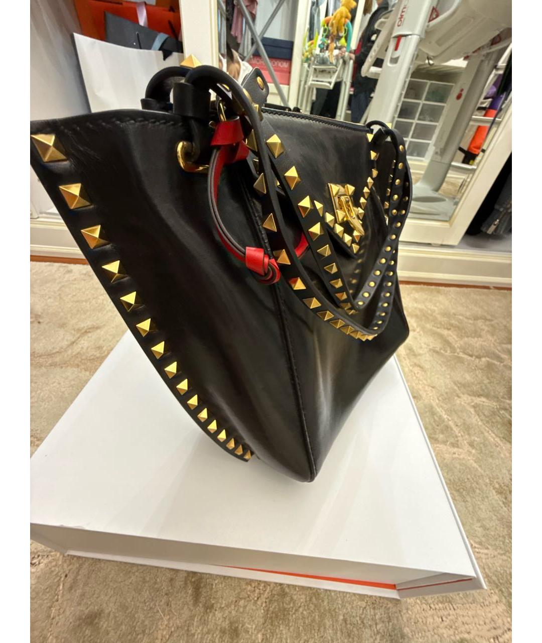 VALENTINO Черная кожаная сумка тоут, фото 2