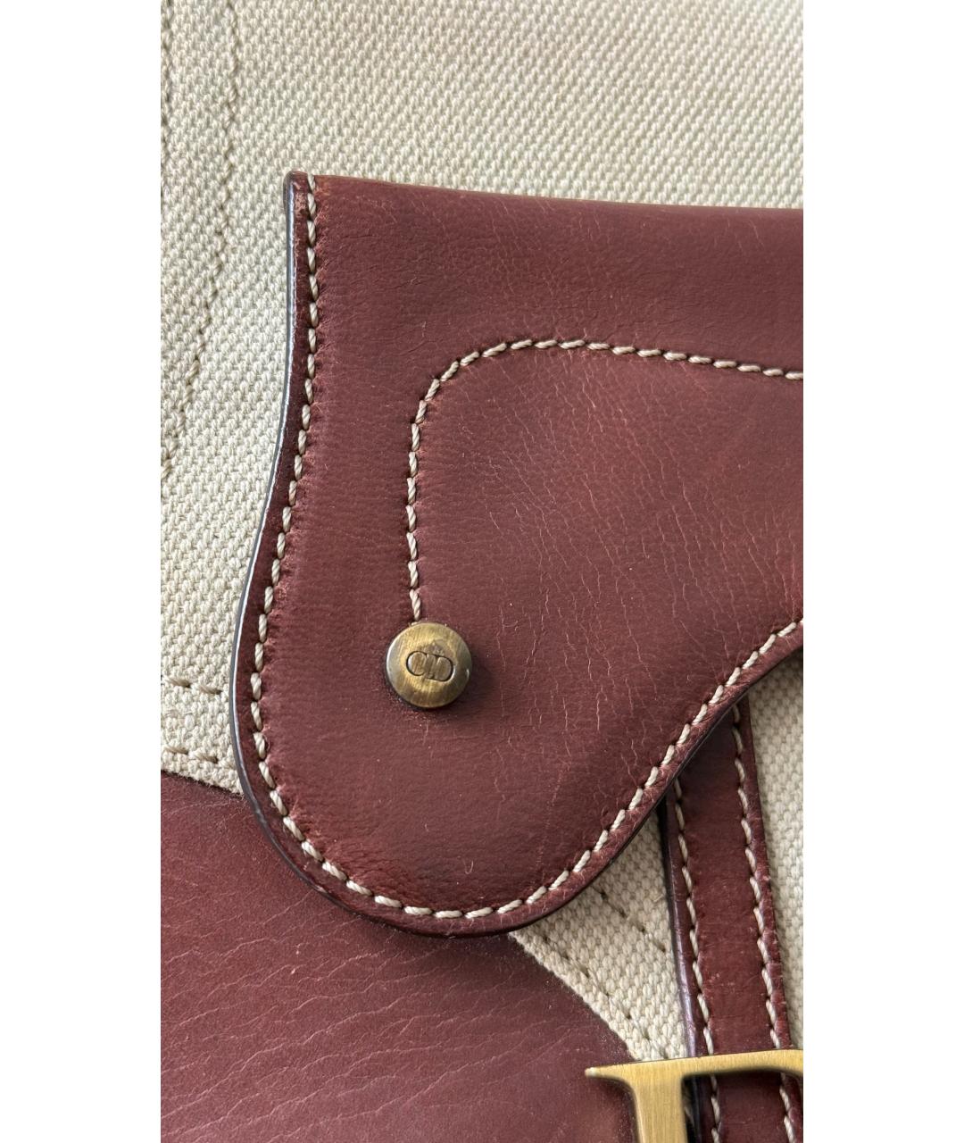 CHRISTIAN DIOR Коричневая тканевая сумка с короткими ручками, фото 5