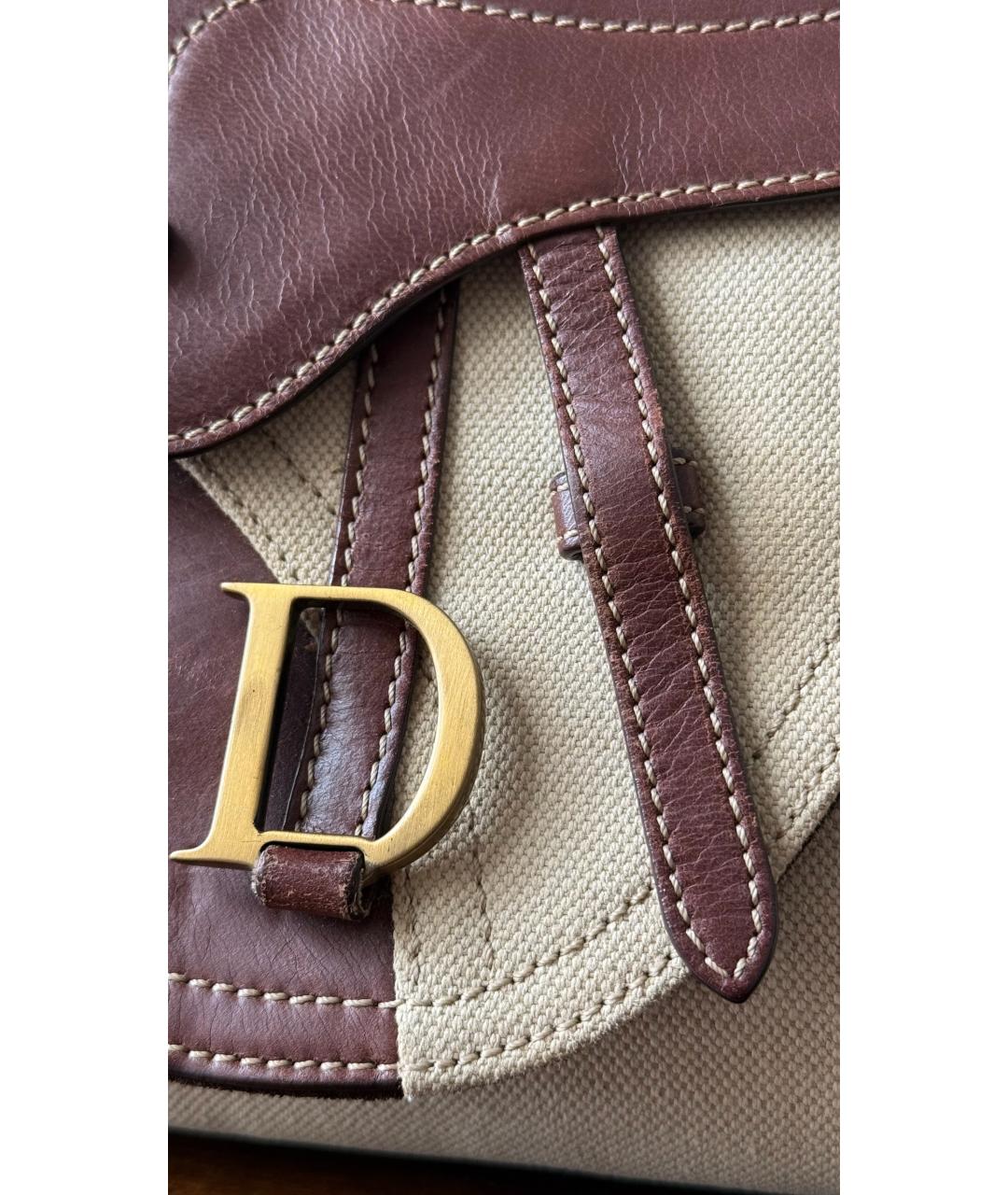 CHRISTIAN DIOR Коричневая тканевая сумка с короткими ручками, фото 4