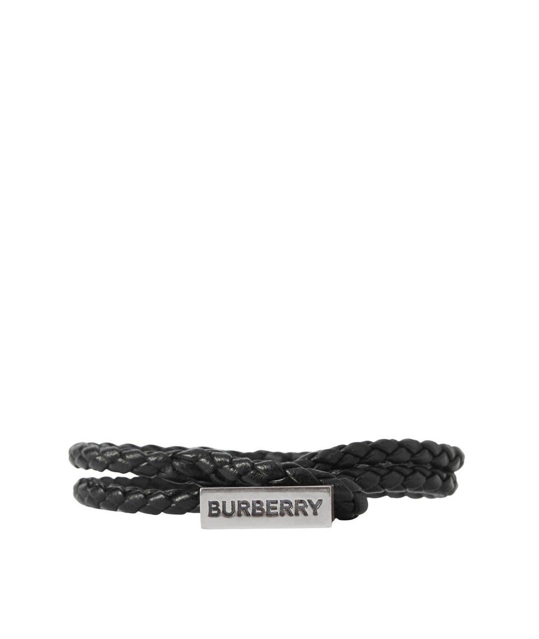 BURBERRY Черный кожаный браслет, фото 2