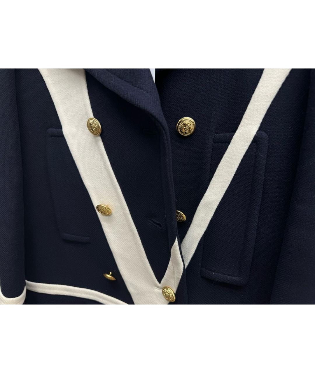 VALENTINO Темно-синее шерстяное пальто, фото 4