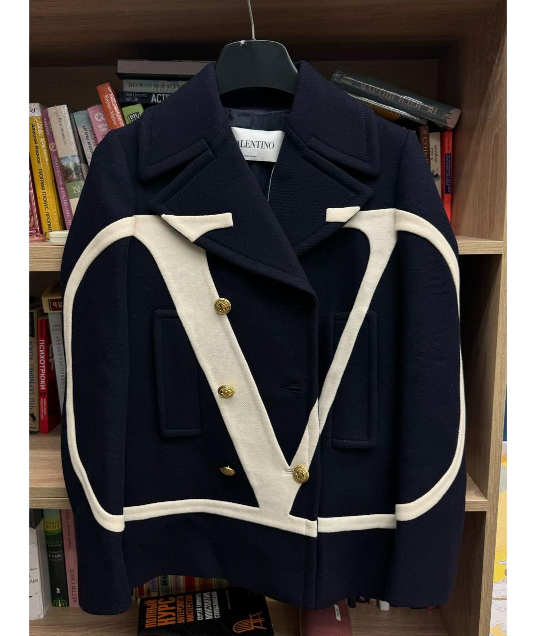 VALENTINO Темно-синее шерстяное пальто, фото 6