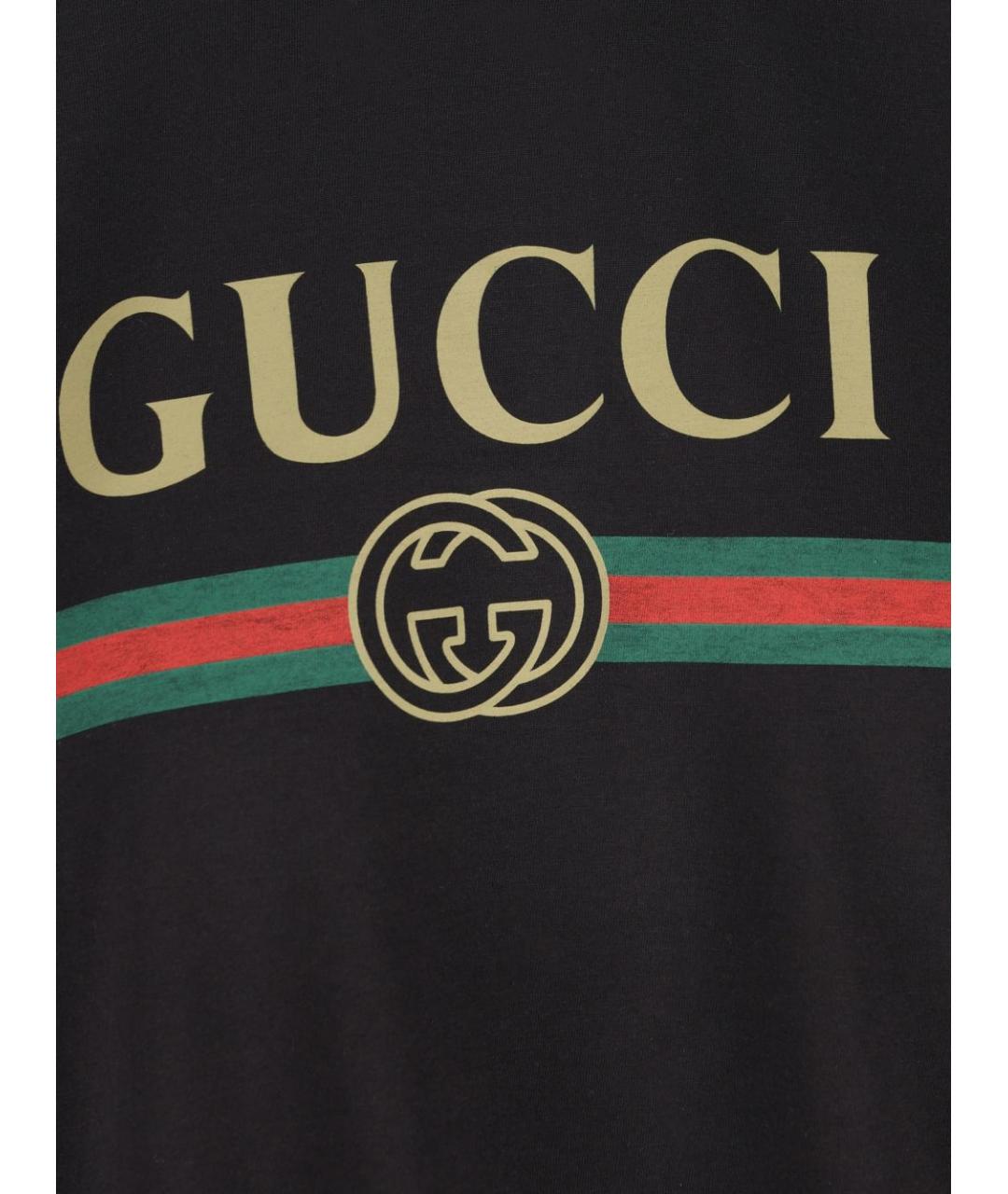 GUCCI Черная хлопковая футболка, фото 4