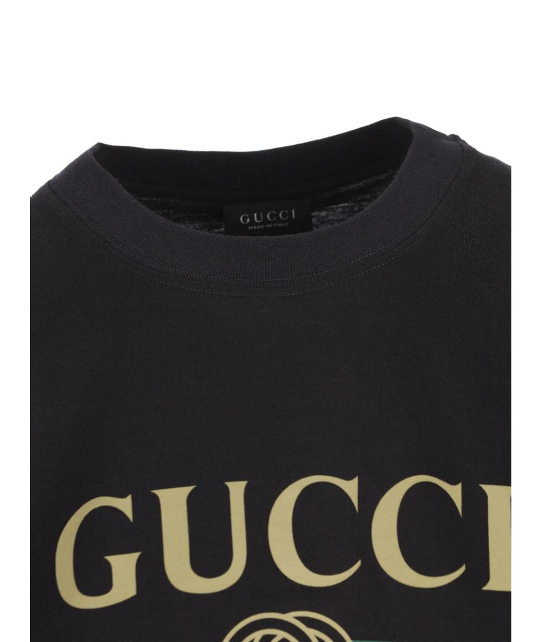 GUCCI Черная хлопковая футболка, фото 3