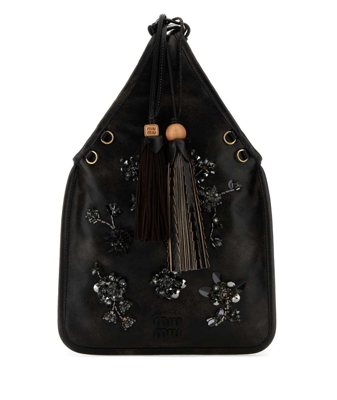 MIU MIU Черная кожаная сумка с короткими ручками, фото 3