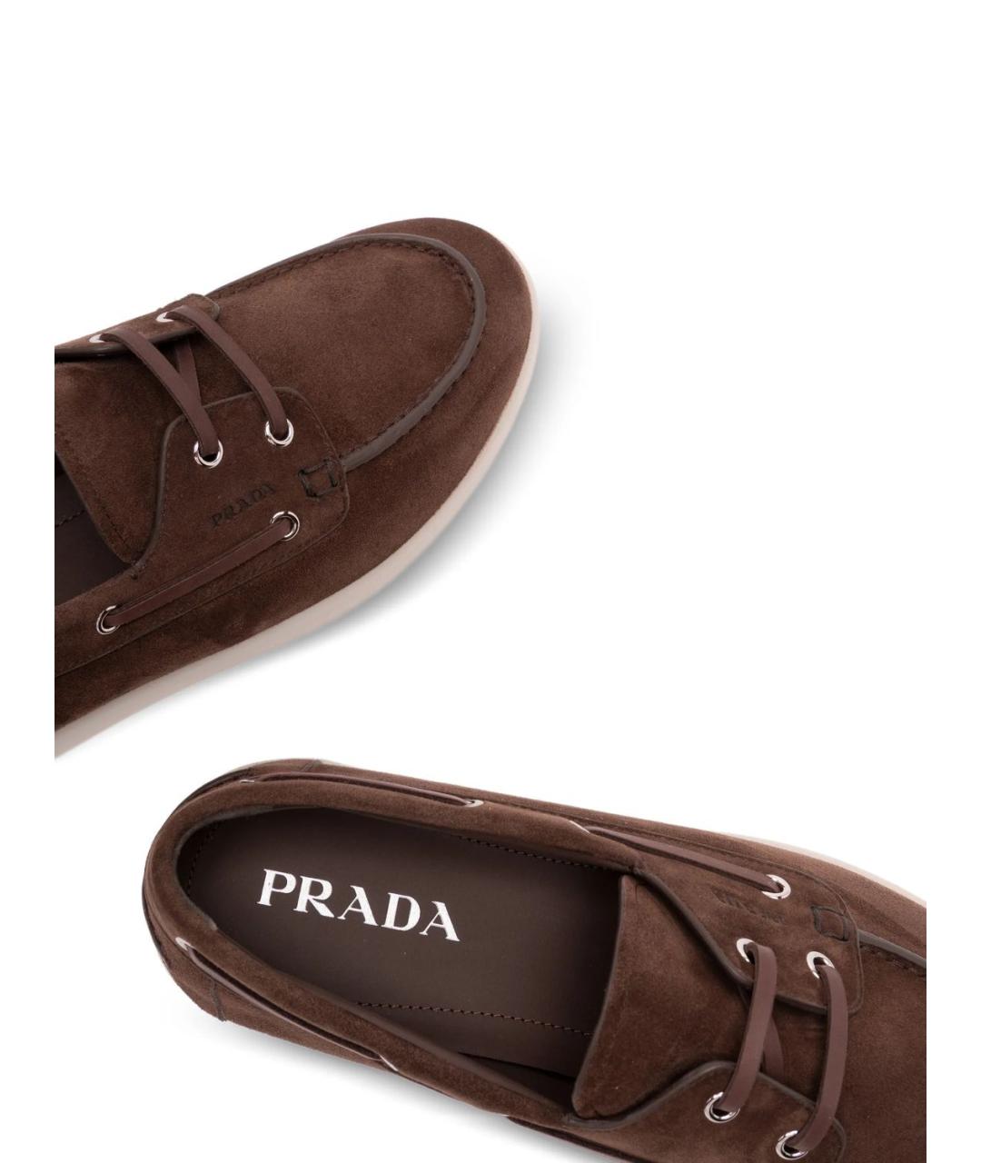 PRADA Коричневые кожаные лоферы, фото 4
