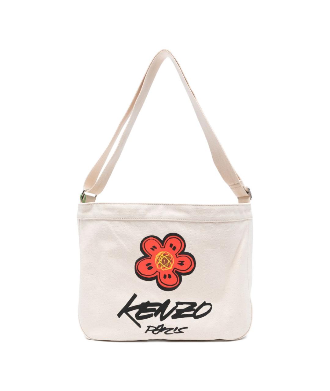 KENZO Бежевая хлопковая сумка на плечо, фото 1