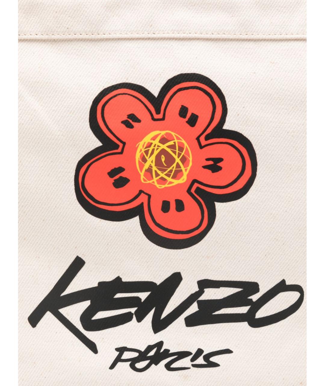 KENZO Бежевая хлопковая сумка на плечо, фото 3
