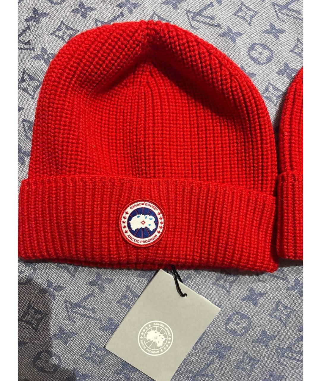 CANADA GOOSE Красная шерстяная шапка, фото 4