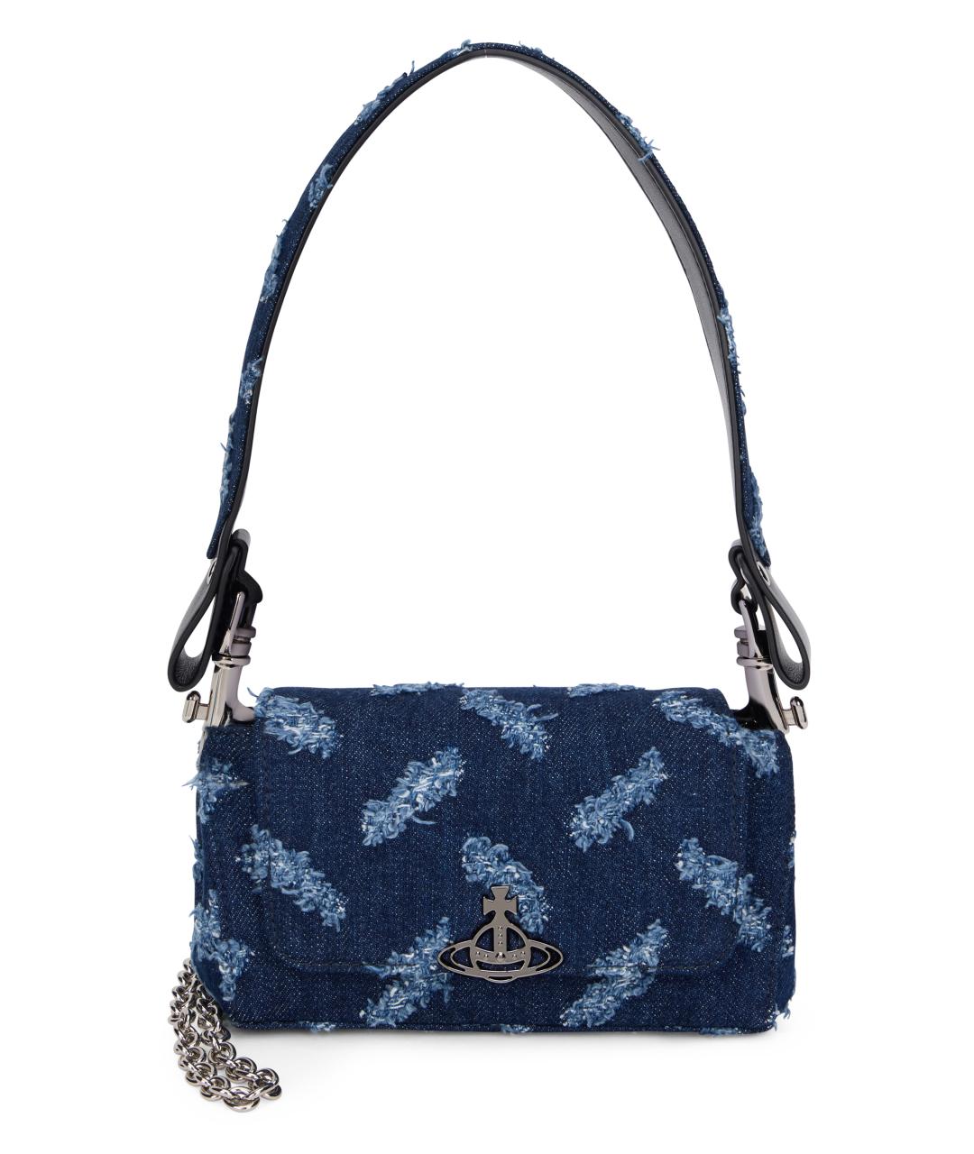 VIVIENNE WESTWOOD Синяя хлопковая сумка с короткими ручками, фото 1