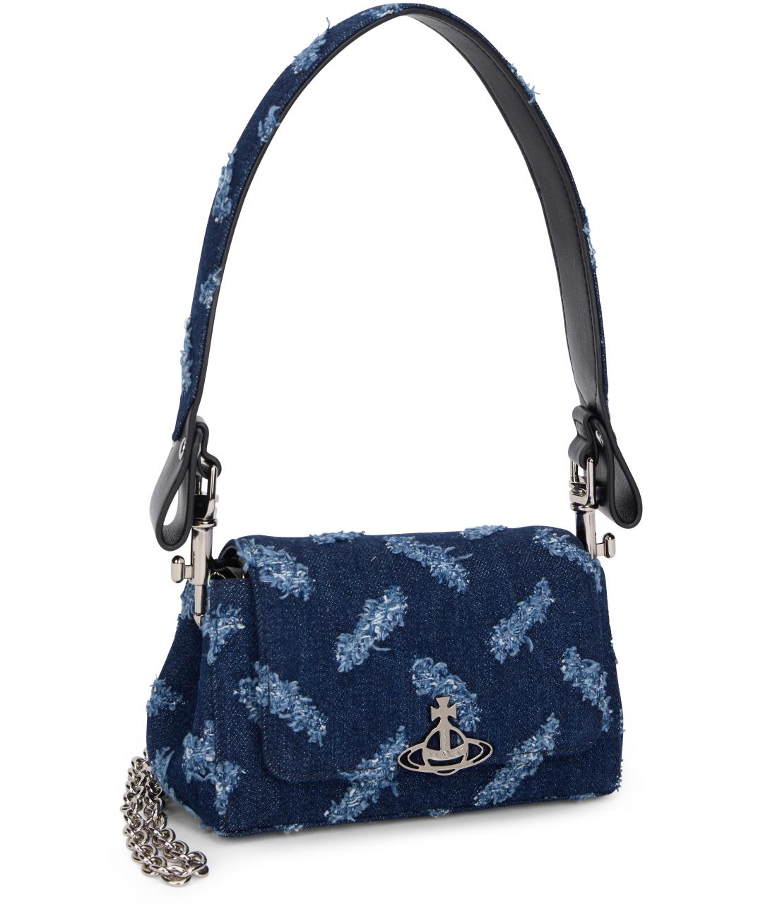 VIVIENNE WESTWOOD Синяя хлопковая сумка с короткими ручками, фото 2