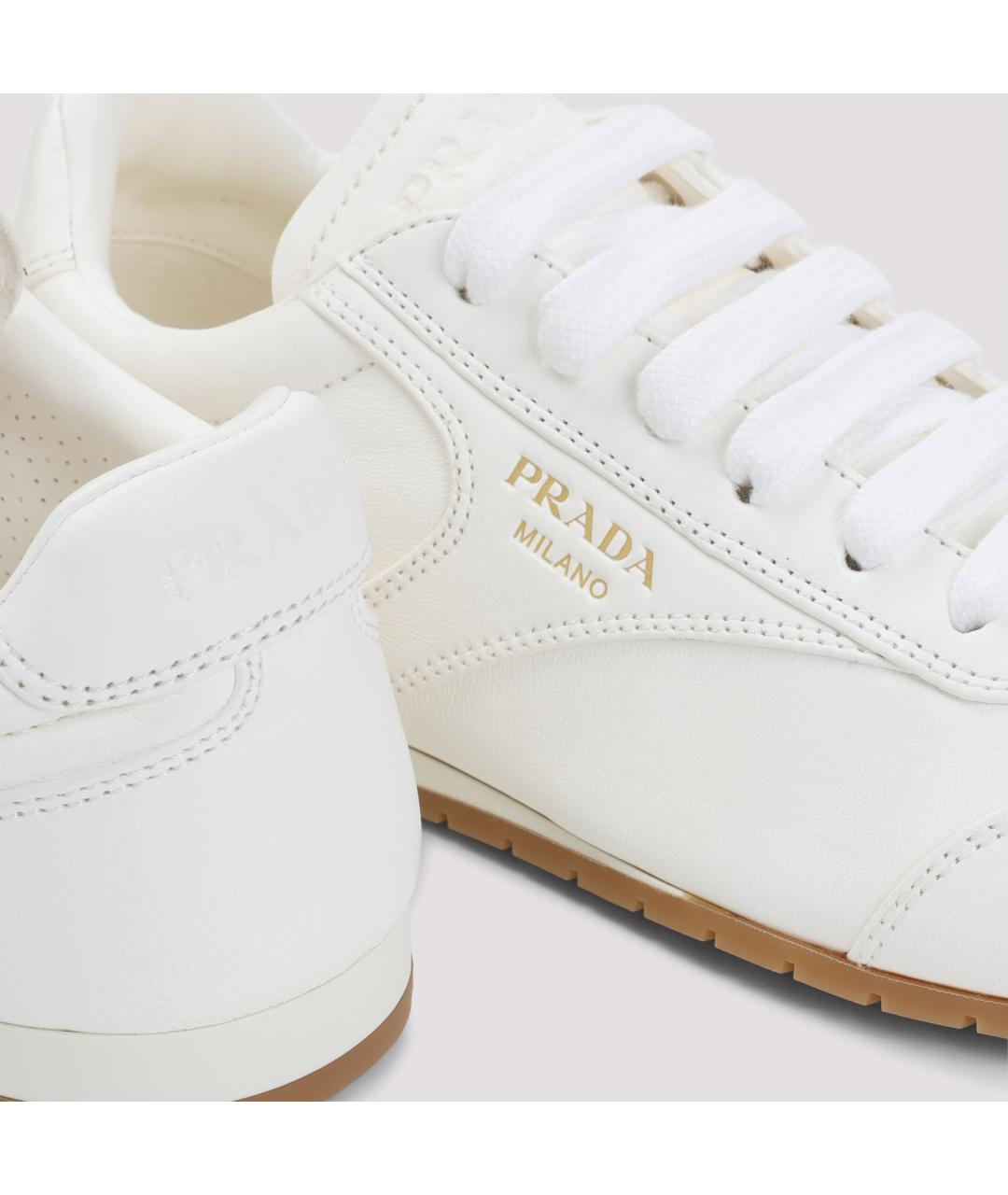 PRADA Белые кожаные кроссовки, фото 5