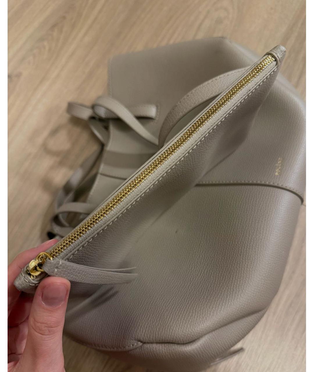 POLENE Бежевая кожаная сумка тоут, фото 6