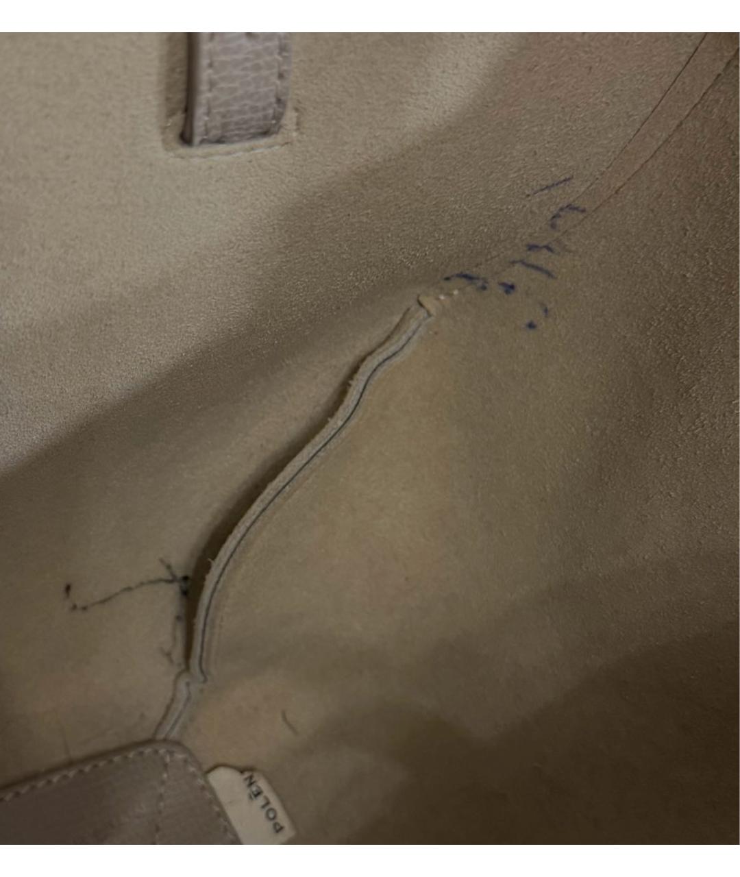 POLENE Бежевая кожаная сумка тоут, фото 8