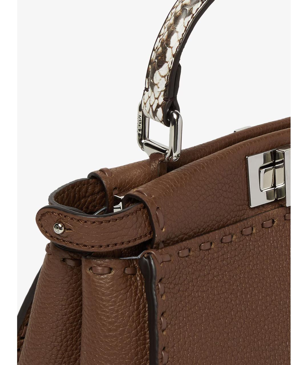 FENDI Коричневая кожаная сумка тоут, фото 5