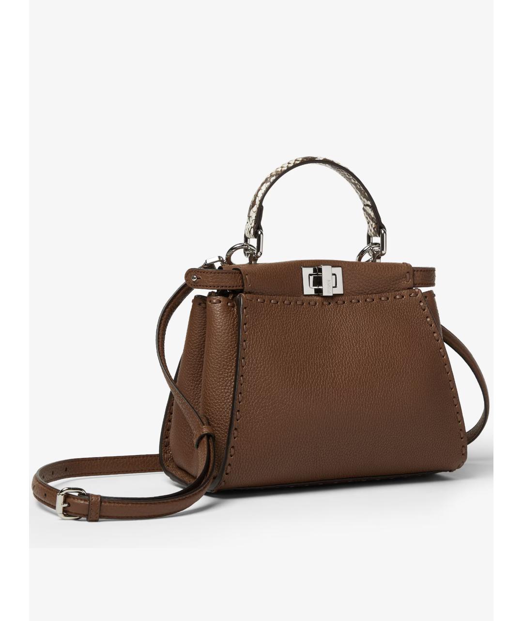 FENDI Коричневая кожаная сумка тоут, фото 2